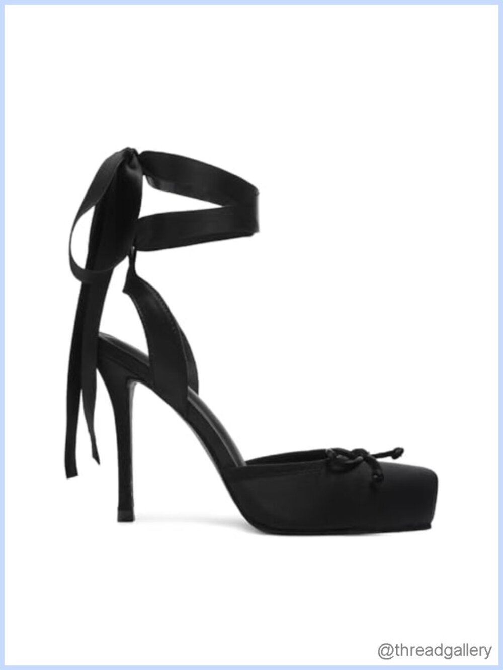 Satin Ballet Heels Lace Up Slingback Square Toe Stiletto Pumps